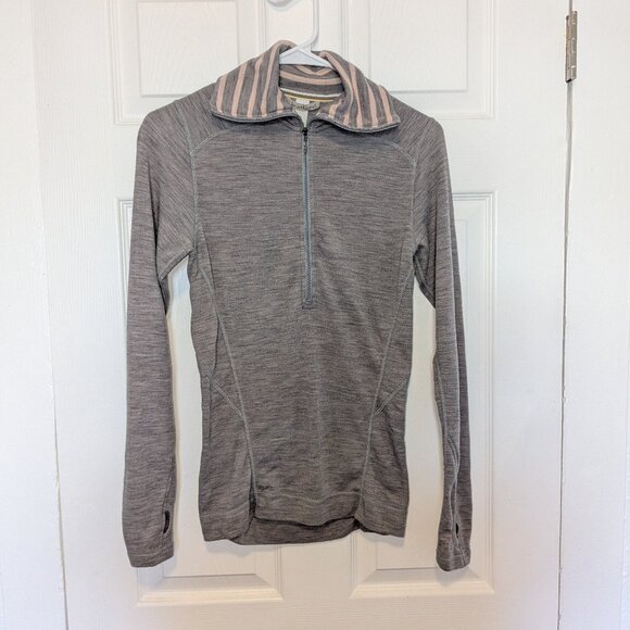 Smartwool Gray Turtleneck 1/2 zip Wmns Small 100% Merino Wool Warm Long Sleeve - Picture 1 of 12